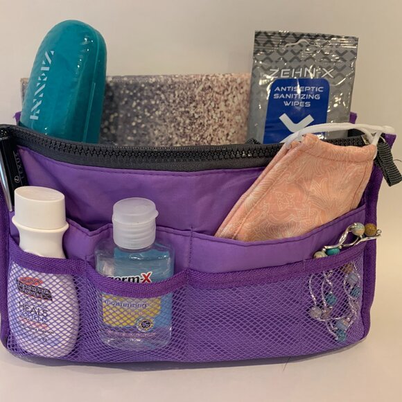 Bag Organizer/ Purse Insert / Divider /Cosmetic Case- Purple- NWT - Picture 4 of 9